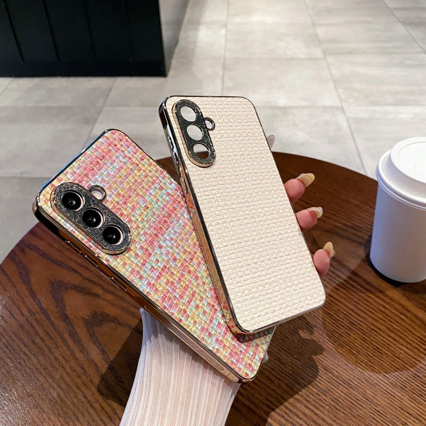 Para Samsung Galaxy A17 A07 A56 A36 A26 A16 A06 A55 A35 A25 A15 A54 A34 A24 A14 Textura De Tecido De Luxo Moldura De Gal