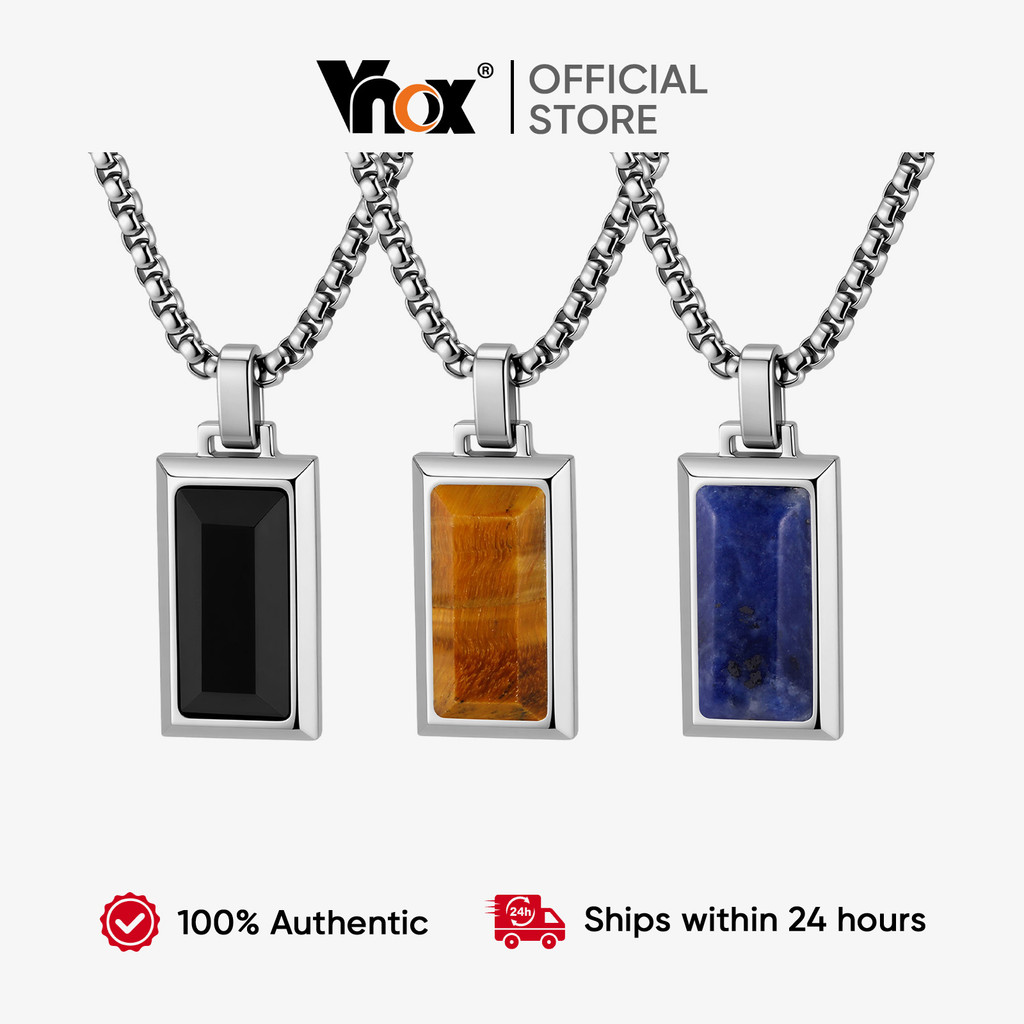 Colar De Etiqueta De Cachorro De Pedra Natural Vnox Bar Para Homens , Corrente D