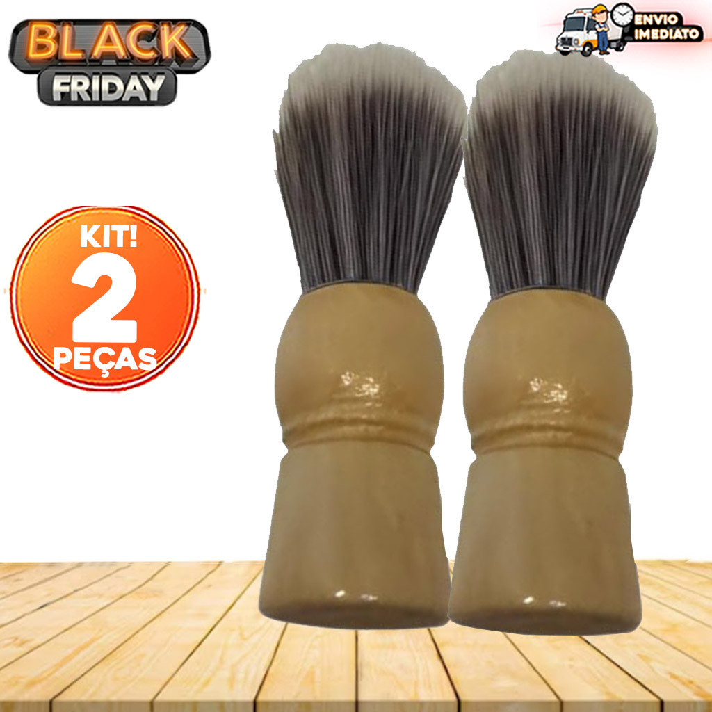 Kit 2 Pincéis de Barbear Profissional – Aplicador de Espuma Lavável e Macio para Uso Doméstico