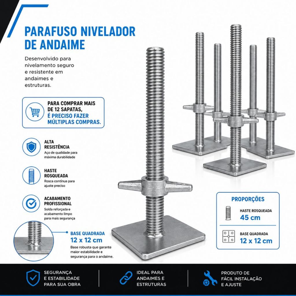 8X Sapata Em Aço Com Ajuste Andaimes Tubular 1 .1⁄4 — imagem 2 de 2