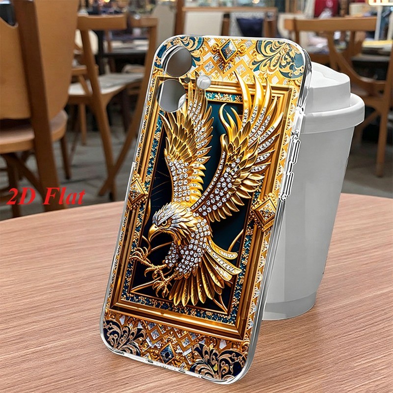 2D Ouro Diamante Águia Impressão Caso Para Samsung A56 A17 A06 A16 A15 A55 A35 A54 A05 A34 A36 A14 A23 Capa Clara
