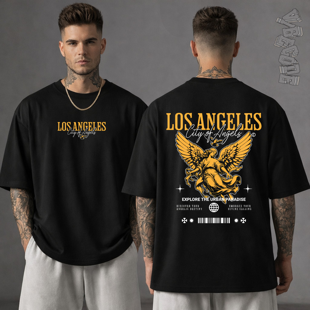 Camiseta Oversized Unissex Los Angeles Angel Premium Estilo Streetwear