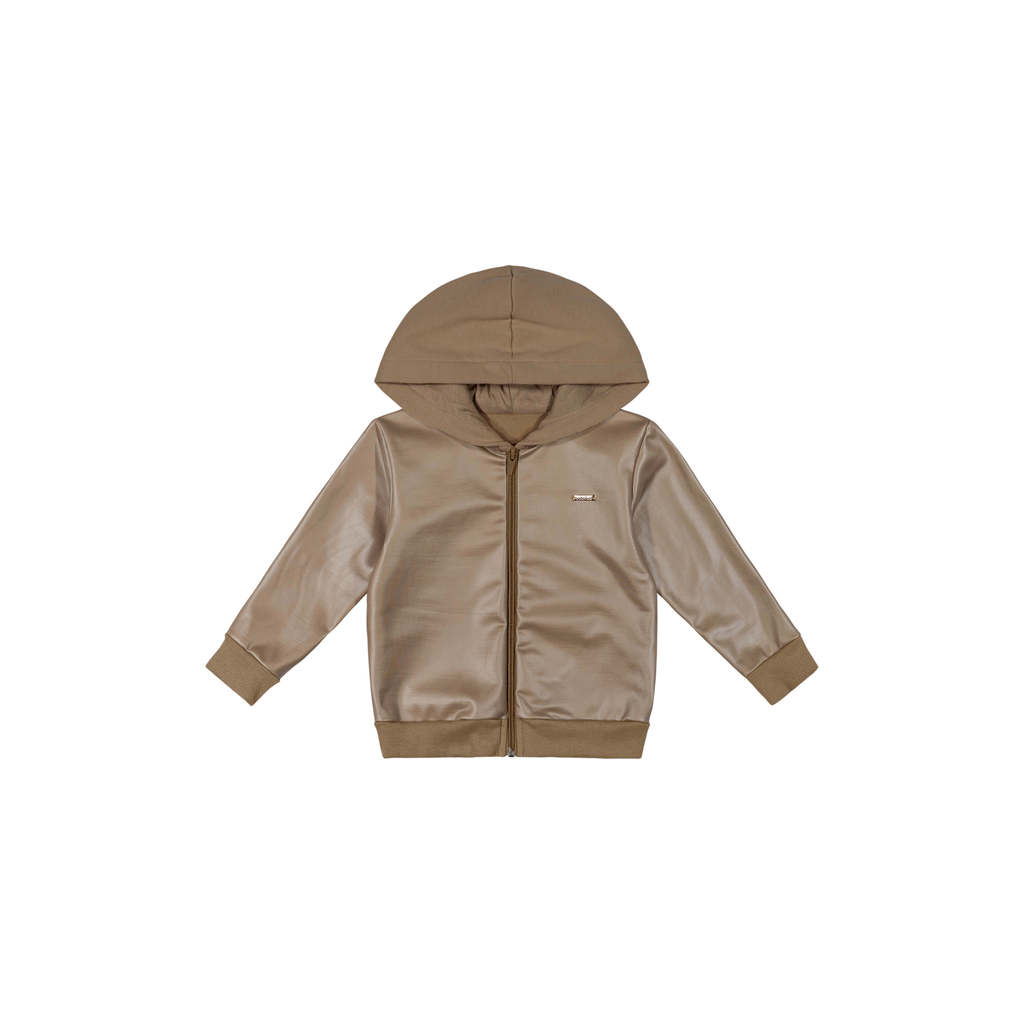 Jaqueta Infantil Menino Lisa com Capuz Colorittá Marrom