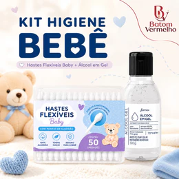 Kit Coto Umbilical Hastes Flexiveis Baby com Segurança Cotonete Anti Germes e Álcool em Gel 70%