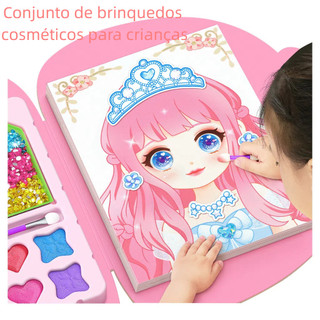 Conjunto de brinquedos cosméticos infantis princesa caixa de maquiagem presente de aniversário para meninas