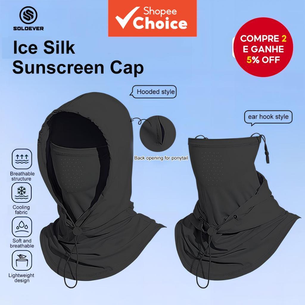 Balaclava De Proteção Uv De Seda Gelada , Protetor Solar Respirável Máscara Facial Com Capuz Para O Verão Unissex Ao Ar 