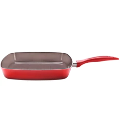 Frigideira Bistequeira Grill Brinox Ceramic Life Easy 24cm 1,35l Vermelha Revestimento Cerâmico