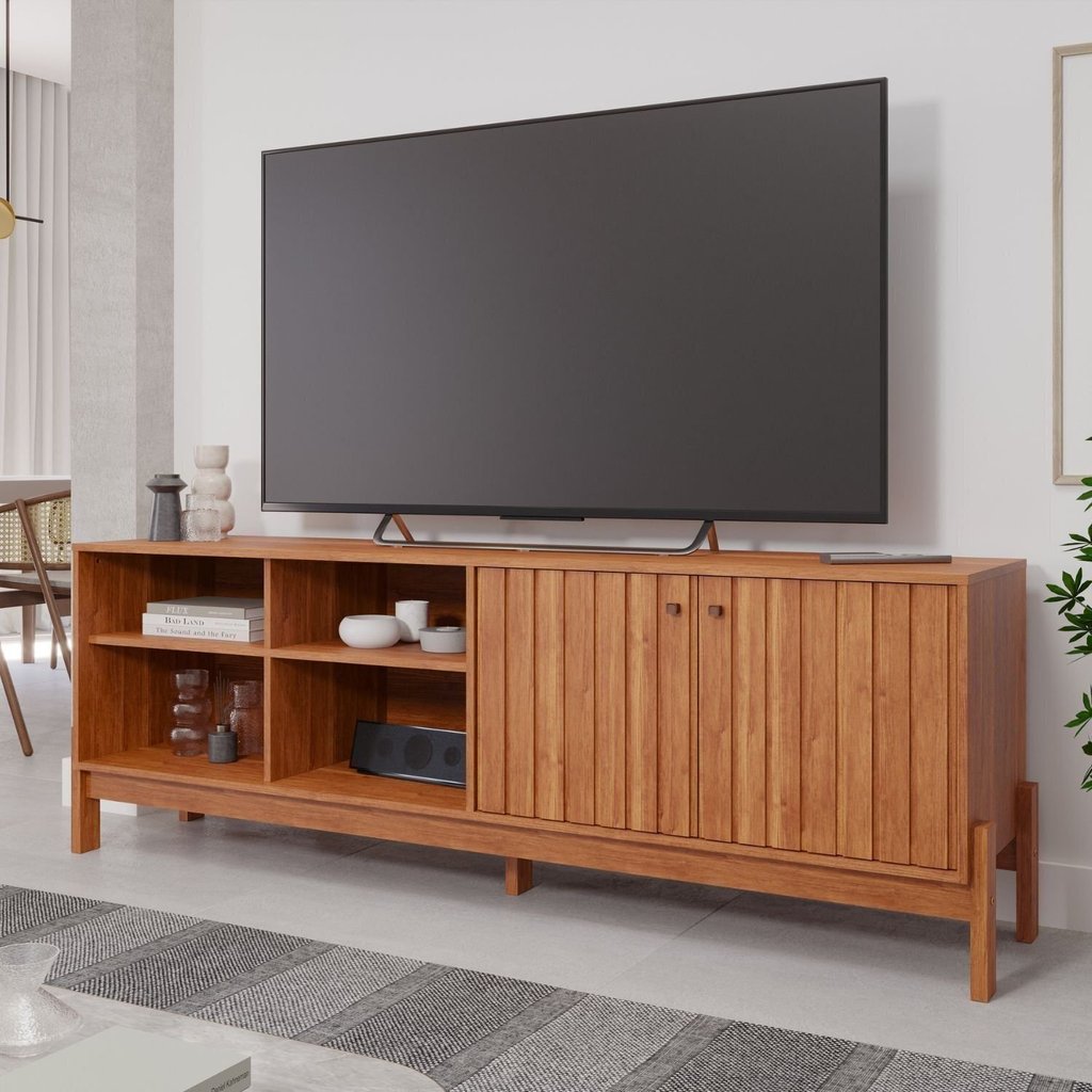 Rack para TV até 70 Polegadas MDF 185cm Holanda Marrom Cinamomo