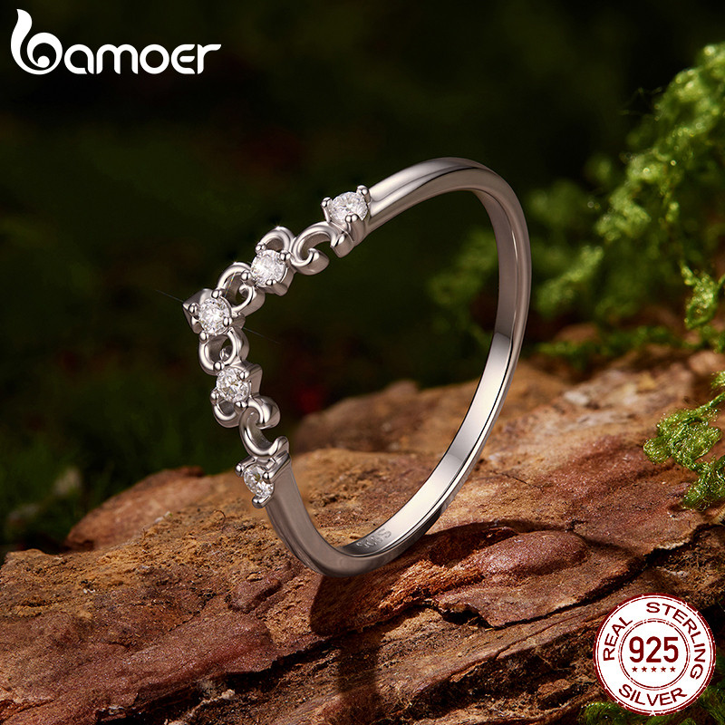 Bamoer 925 Prata Esterlina Moissanite Anel Íris Jóias De Casamento Presente Para