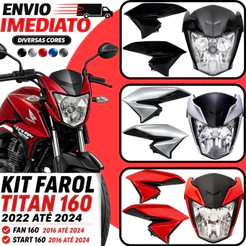 Kit Frente Farol E Aba Do Tanque Carenagem Honda Cg Titan Fan 160 2016 Até 2024 Diversas Cores