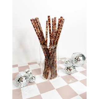 Canudos para Café Gelado Leopard (Pacote com 20) – Canudos Reutilizáveis de 9" |   Acessórios para Cafeteria e Bebidas