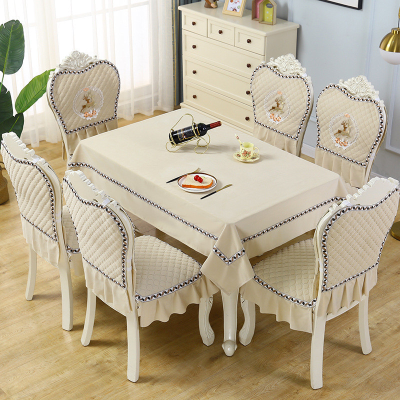 [Novo produto] Conjunto de cadeira de jantar estilo europeu Almofada de cadeira Encosto Toalha de mesa Capa de mesa de j