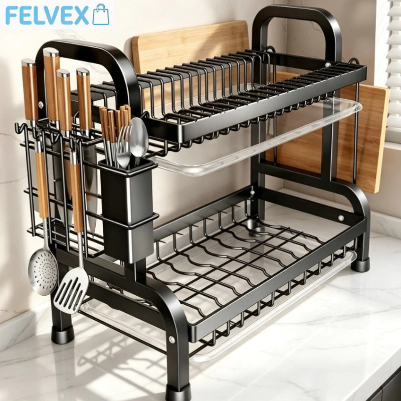 Escorredor de Louça Kitchen Rack em Aço Inoxidável Preto para Pia 43cm — foto 2