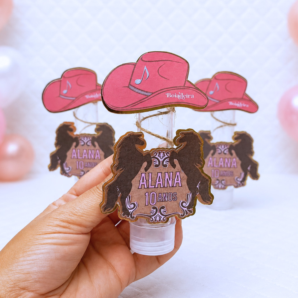 Tubete personalizado Boiadeira Rosa /country/cowgirl lembrancinha aniversário festa infantil