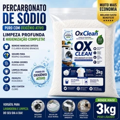 Percarbonato de Sódio Original Premium 100% Clareador de Roupas 1Kg/2Kg/3Kg