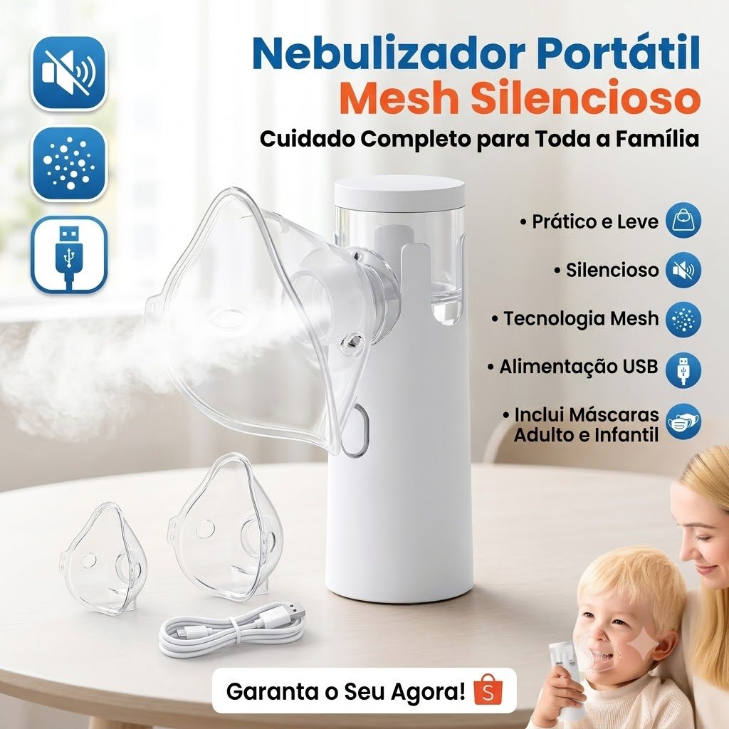 Nebulizador de malha, inalador ultrassônico automático e silencioso, adequado para crianças e adultos.