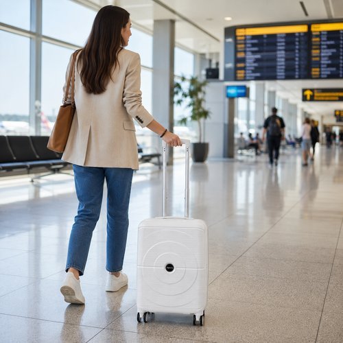 Kit Malas Viagem Tamanho Pequeno Médio Rodas Giratórias Brancas Leves Resistente Bagagem