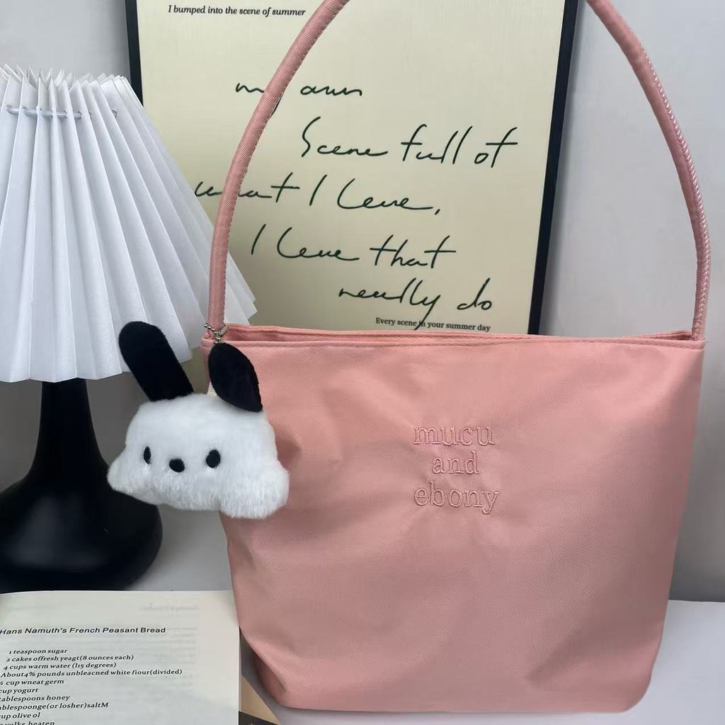 [Estoque pronto] Lembrança portátil de pano de Nylon bolsa feminina presente moda feminina bolsa nas axilas bolsa de omb