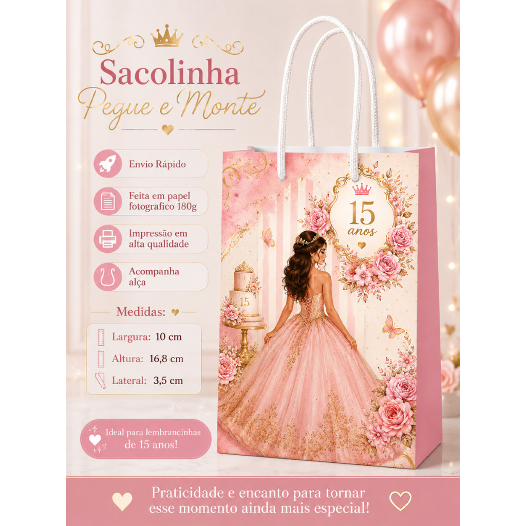 Sacolinha Meus 15 anos | Sacola | Lembrancinha