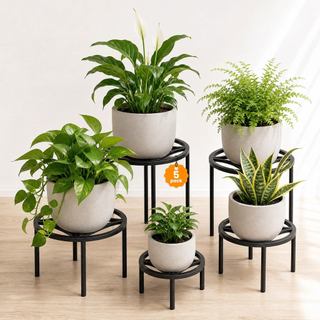 Conjunto de 5 peças suportes de metal para plantas, suportes de vasos de flores resistentes para várias plantas.