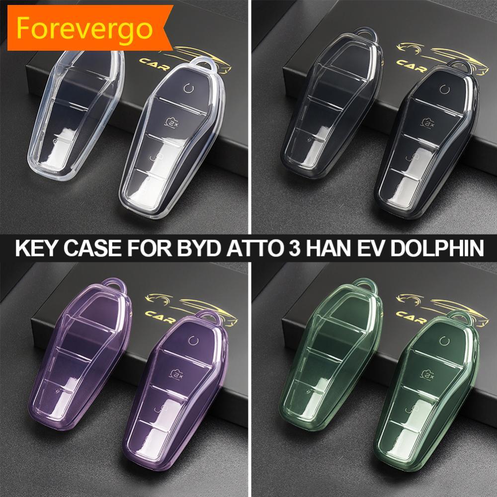 forevergo Carro 4 Botões Caso Chave Macio TPU Controle Remoto Proteger Capa Acessórios Automóveis Para BYD Atto 3 Han EV