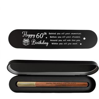 Presente de Aniversário de 60 Anos para Nascidos em 1966 - Conjunto de Caneta de Gel de Madeira Gravada e Caixa de Lembr