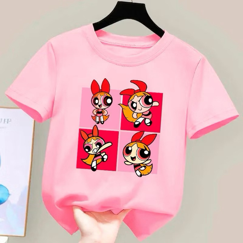 Camiseta Infantil De Algodão Lindinha/Florzinha/Docinho As Meninas SuperPoderosas Estampadas