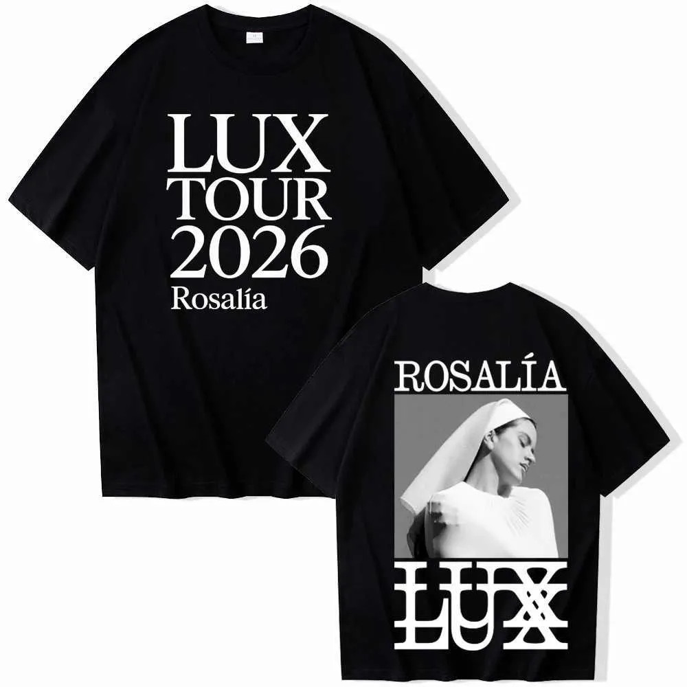 Camiseta Masculina Feminina Oversized Estampa Rosalía LUX Tour 2026 T‑shirt Streetwear, Camiseta Estampada Moda Urbana