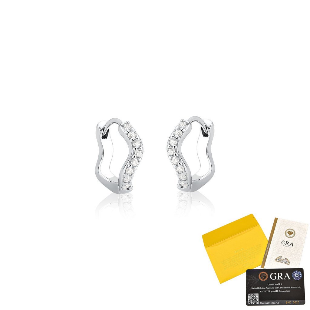 Brinco Moissanite de Prata 925 Argola Torcida e Cravejada