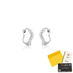 Brinco Moissanite de Prata 925 Argola Torcida e Cravejada