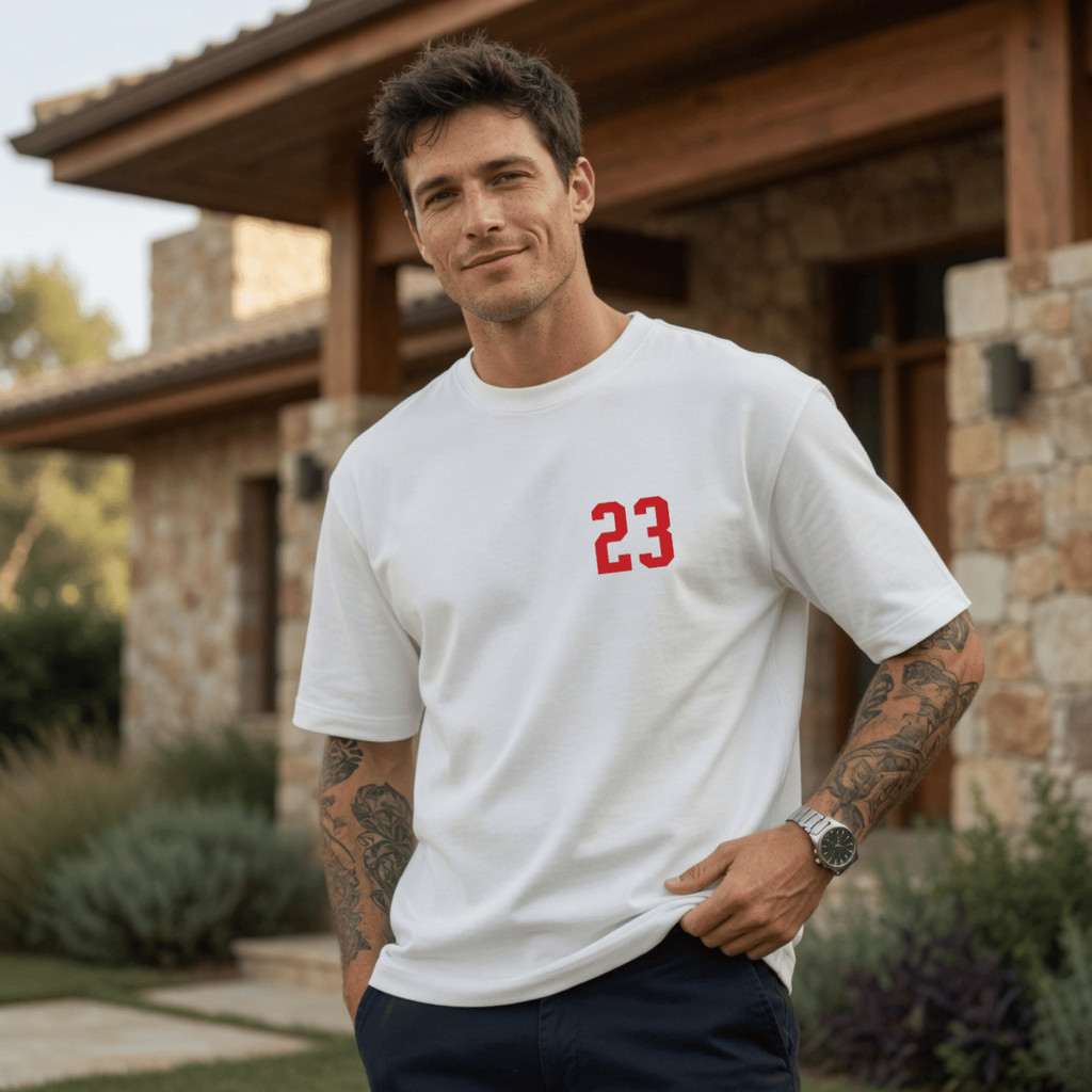 Camiseta Masculina Estampada 23 Peito 100% Algodão Premium Camisa Blusa Homem Academia Confortavel Plus Size