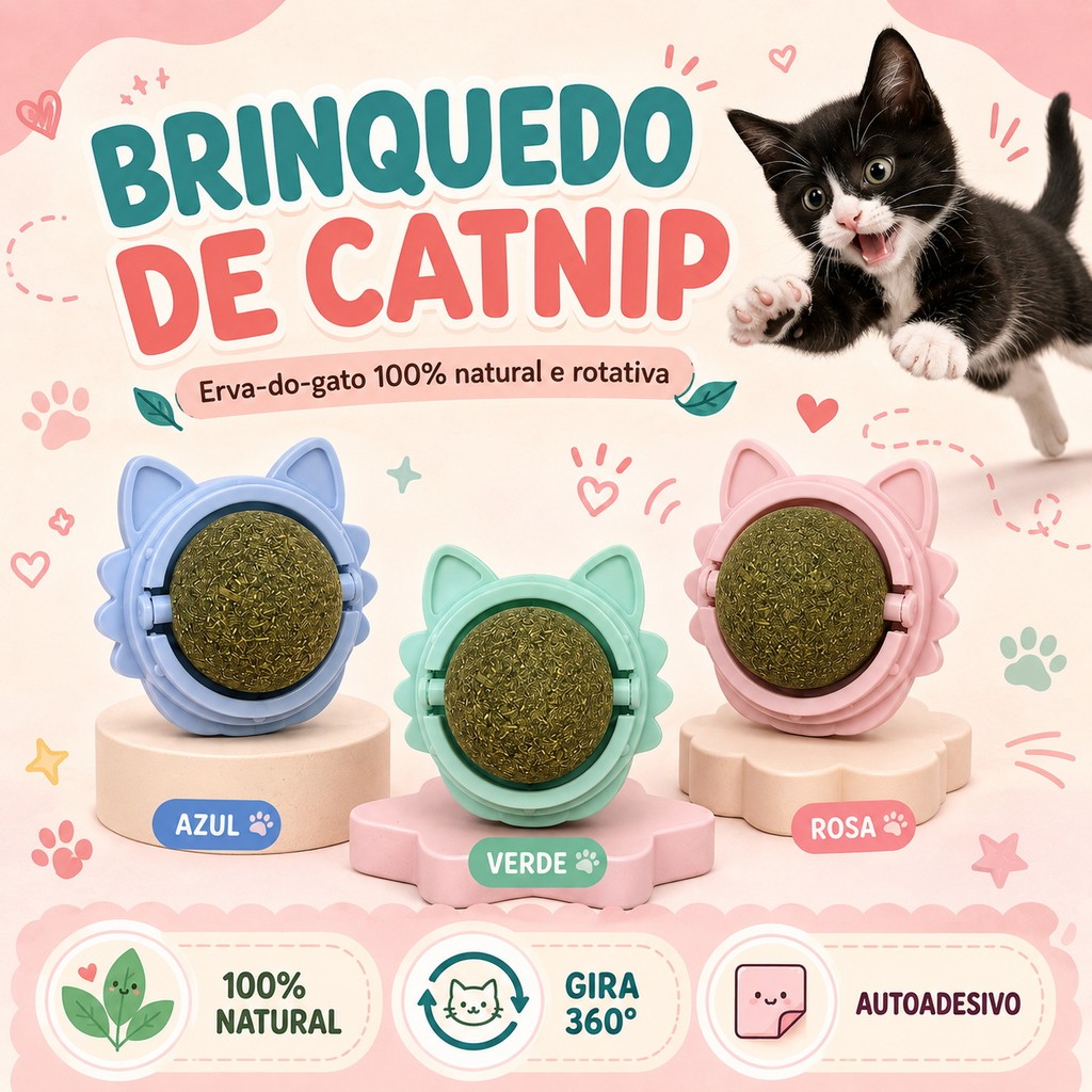 Brinquedo com Bola Erva Natural do Gato Relaxante Catnip Carinha do Gato Corpinho do Gato