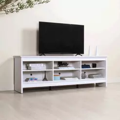 Rack para TV até 80 Polegadas Madesa 6924 com 6 Nichos Branco PO