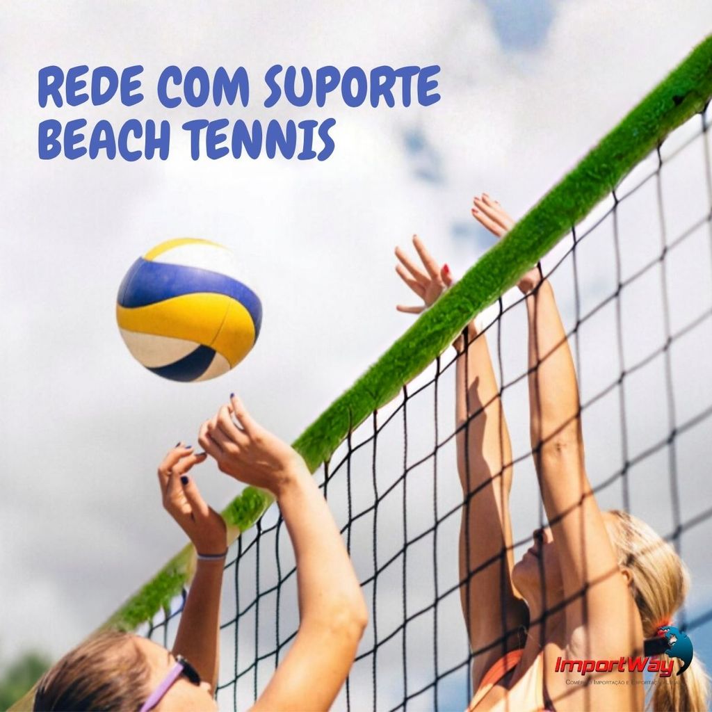 Kit Rede Beach Tennis E Volei Portatil Com Suporte Importway IWJ004 Acompanha Bola PVC · foto 2