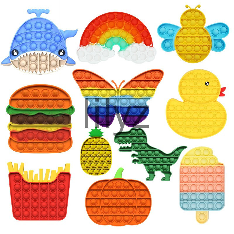 Brinquedo divertido de apertar e empurrar, brinquedo de bolinhas antiestresse, unicórnio colorido, coruja, pato, sorvete