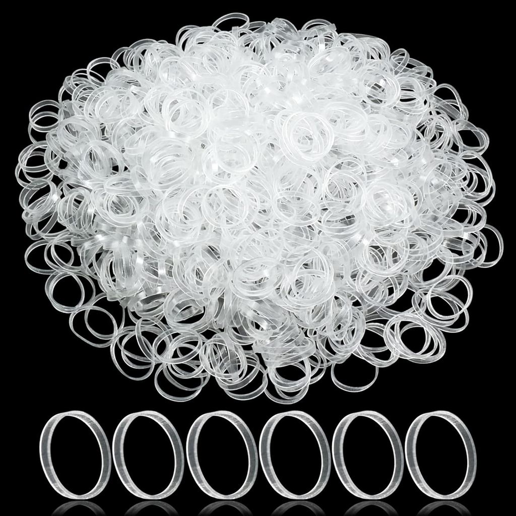 1000 Peças de Elásticos Transparentes para Cabelo, Mini Elásticos Transparentes, Pequenas Faixas de Cabelo, Elásticos de