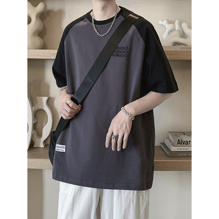 Americano Retro manga Raglan camiseta de manga curta masculina verão Street Wear solto meia manga camiseta All-Match est