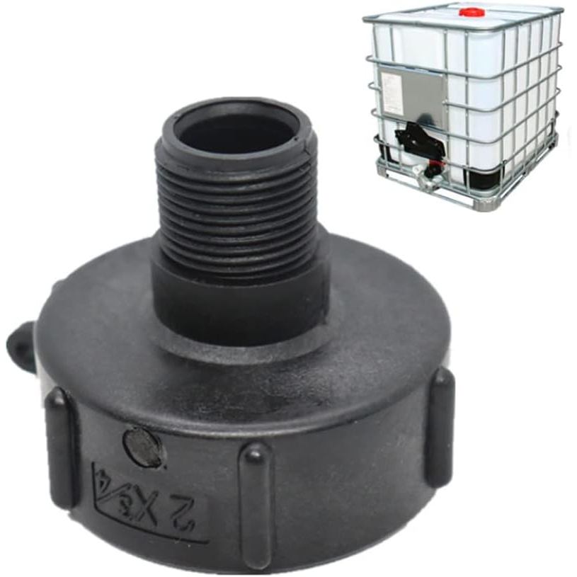 Adaptador para Tanque IBC, Adaptador de Drenagem 2" NPT Rosca Fina para 3/4" Rosca Externa Conector de Mangueira de Jard