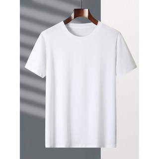 Verão em torno do pescoço 80 contagem 100% algodão mercerizado masculino de manga curta camiseta meia manga gelo seda pu