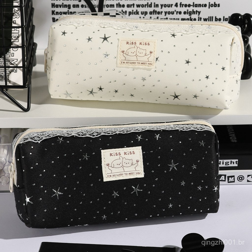Estojo de lápis em formato de estrela de grande capacidade, caixa de papelaria de alta qualidade, bolsa de papelaria por