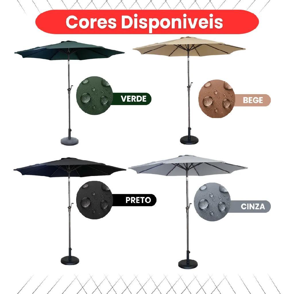 Kit Guarda Sol Ombrelone 3m com Base 12kg Jardim Piscina Bege — imagem 2 de 2
