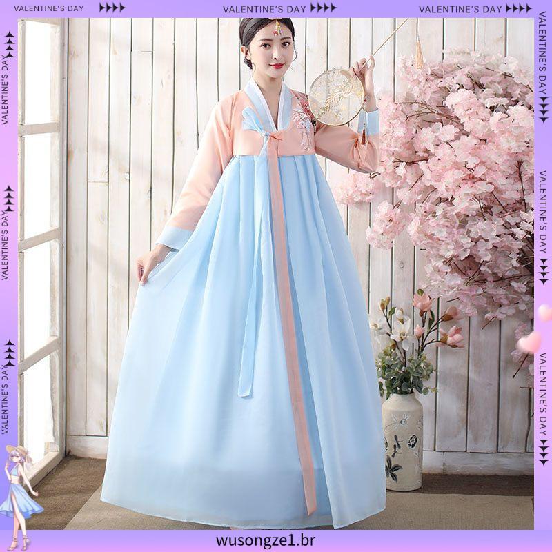 Tradicional hanbok roupas femininas coreano desempenho roupas hanbok feminino dança estilo étnico palácio roupas terno f
