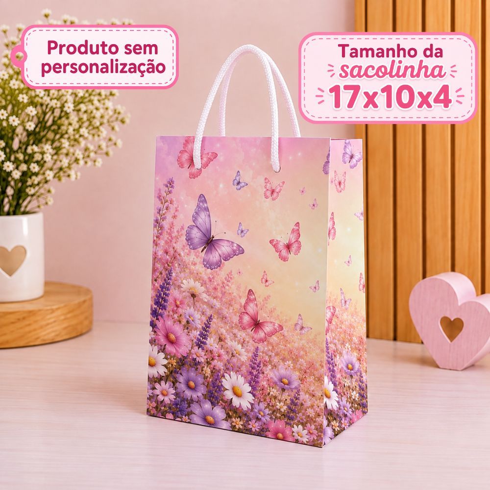 ENVIO RÁPIDO-Sacolinha Surpresa Jardim das Borboletas Personalizada  Lembrancinhas de Aniversário - PEGUE E MONTE