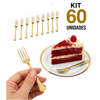 Kit 60 Mini Garfos 10cm Descartáveis de Luxo em Plástico Gold