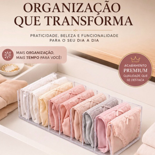 Colmeia Organizadora de Gaveta Transparente 10 Divisórias Organizzu