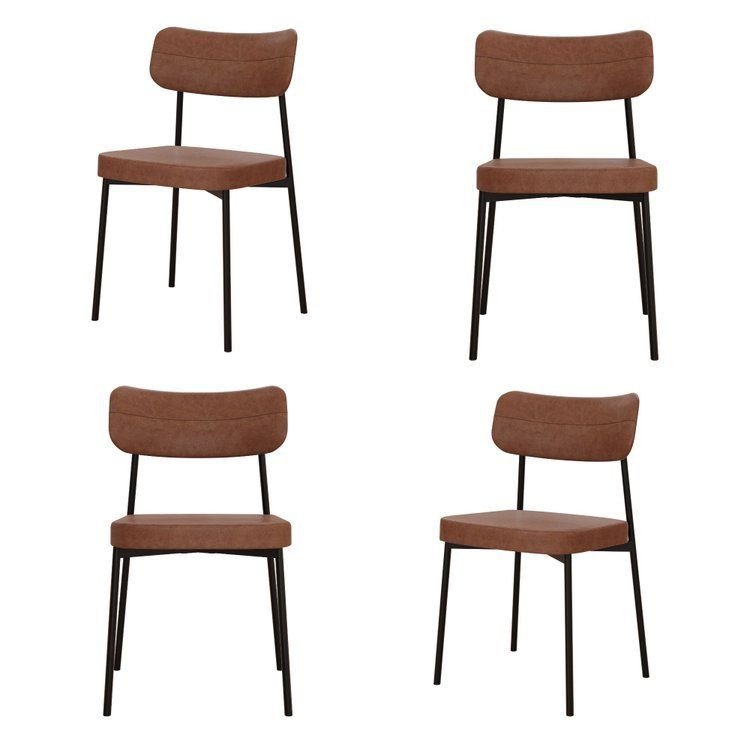 Kit com 4 Cadeiras para Sala de Jantar Mona Yescasa Preto/Whisky