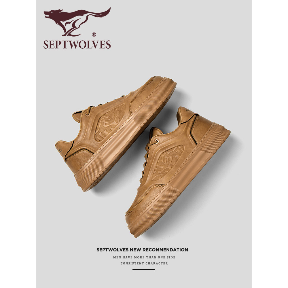 Sete lobos sapatos masculinos 2026 verão sapatos masculinos de venda quente All-match sapatos de couro casuais tênis mas