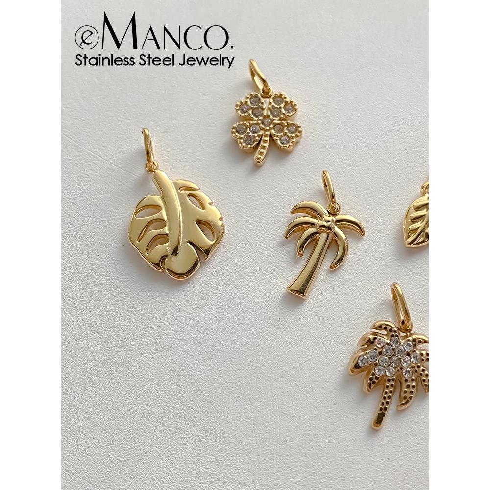 EManco novo estilo pingente de aço inoxidável strass oco folha pingente diy pulseira colar acessórios de moda acessórios