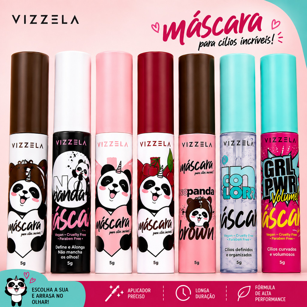 Máscara de Cílios Vizzela No Panda Rímel à Prova D'água Volume Brown Incolor