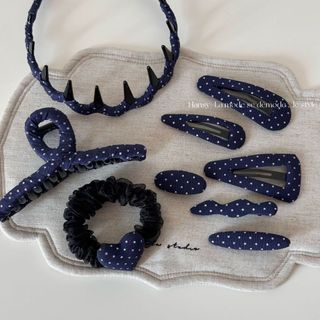 Grampo de cabelo de tecido de bolinhas azul marinho bb clipe novo estilo branco grampo de cabelo acessórios de cabelo cl
